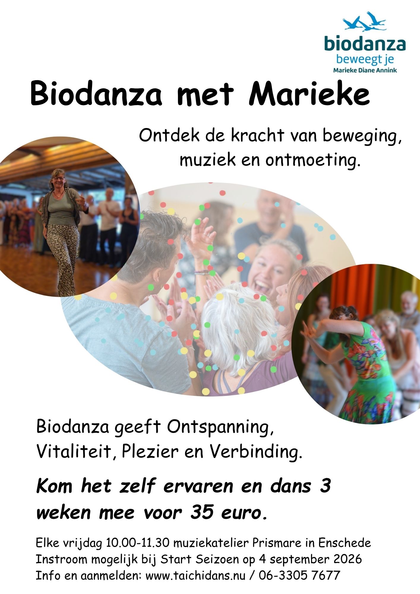 Flyer promotie start Biodanza september 2026