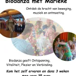 Informatie over de Biodanza les met Marieke op vrijdagochtend afbeelding van Marieke en dansende mensen